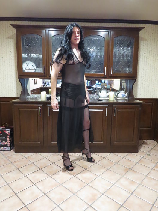 Black Sheer gown with garters